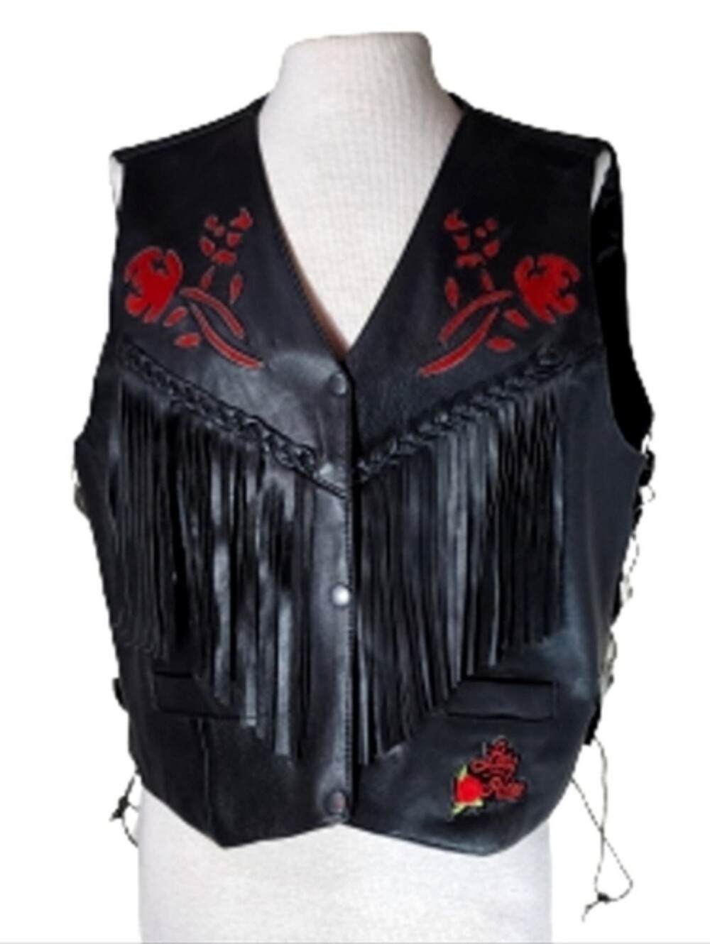 BIKER'S LEATHER STUFF Lady Rider Black Vest Plus Size 3XL